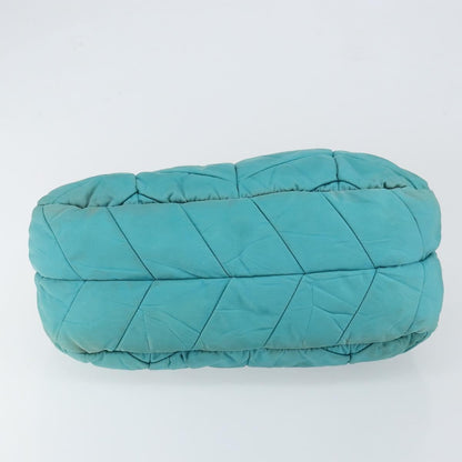 Prada PRADA Shoulder Bag Nylon Turquoise Blue Gold Authentic 148398