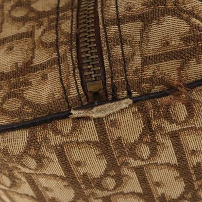Dior Christian Dior Trotter Canvas Boston Bag Brown Gold Authentic 141365
