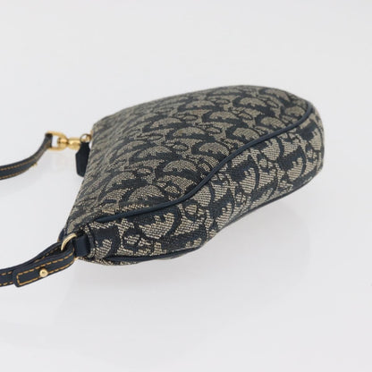 Dior Christian Dior Trotter Canvas Saddle Pouch Hand Bag Navy Gold Authentic bs35277