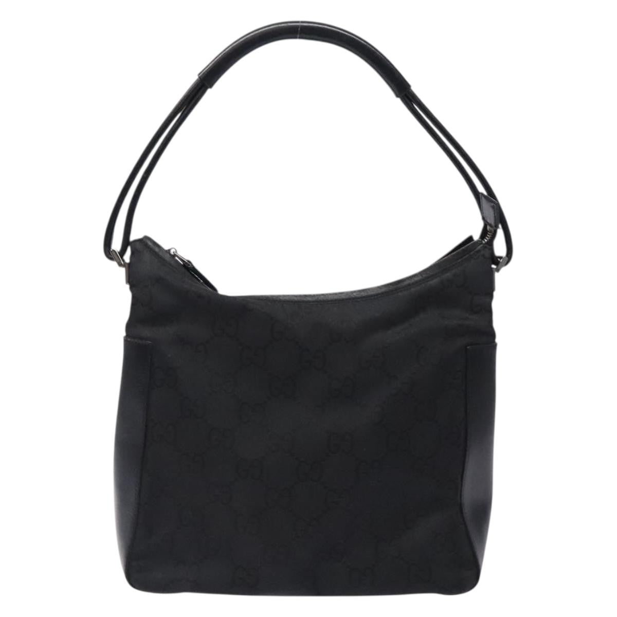 Gucci GUCCI GG Canvas Shoulder Bag Nylon Black Silver 001 3766 Authentic BA4115