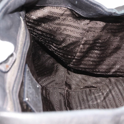 Prada PRADA Tote Bag Leather Gray Silver Authentic 146806