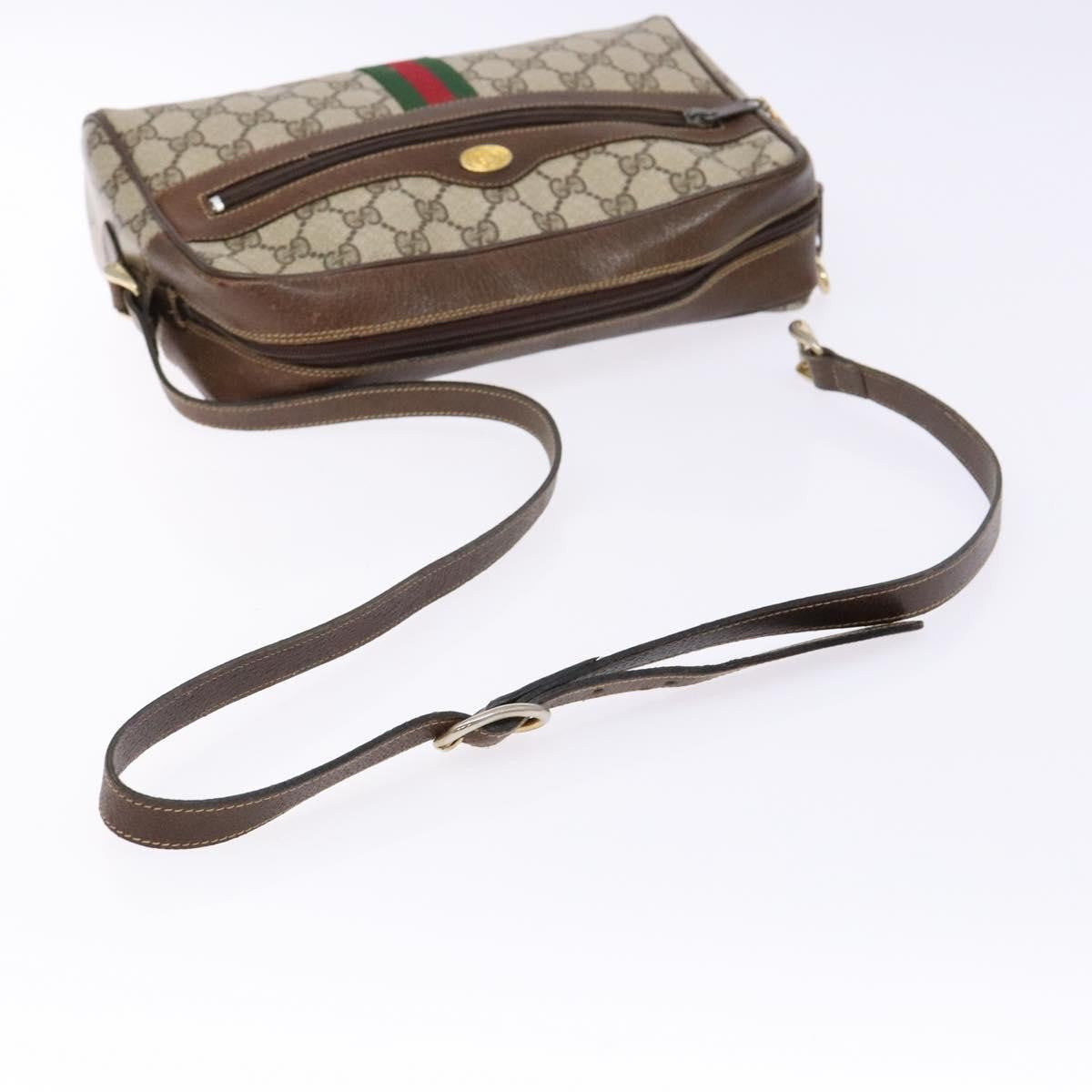 Gucci GUCCI GG Supreme Web Sherry Line Shoulder Bag PVC Beige 001 4071 5 Authentic gh717