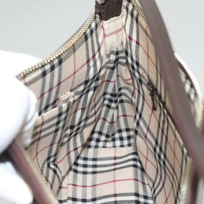 Burberry BURBERRY Shoulder Bag Leather Brown Silver Authentic BA2674