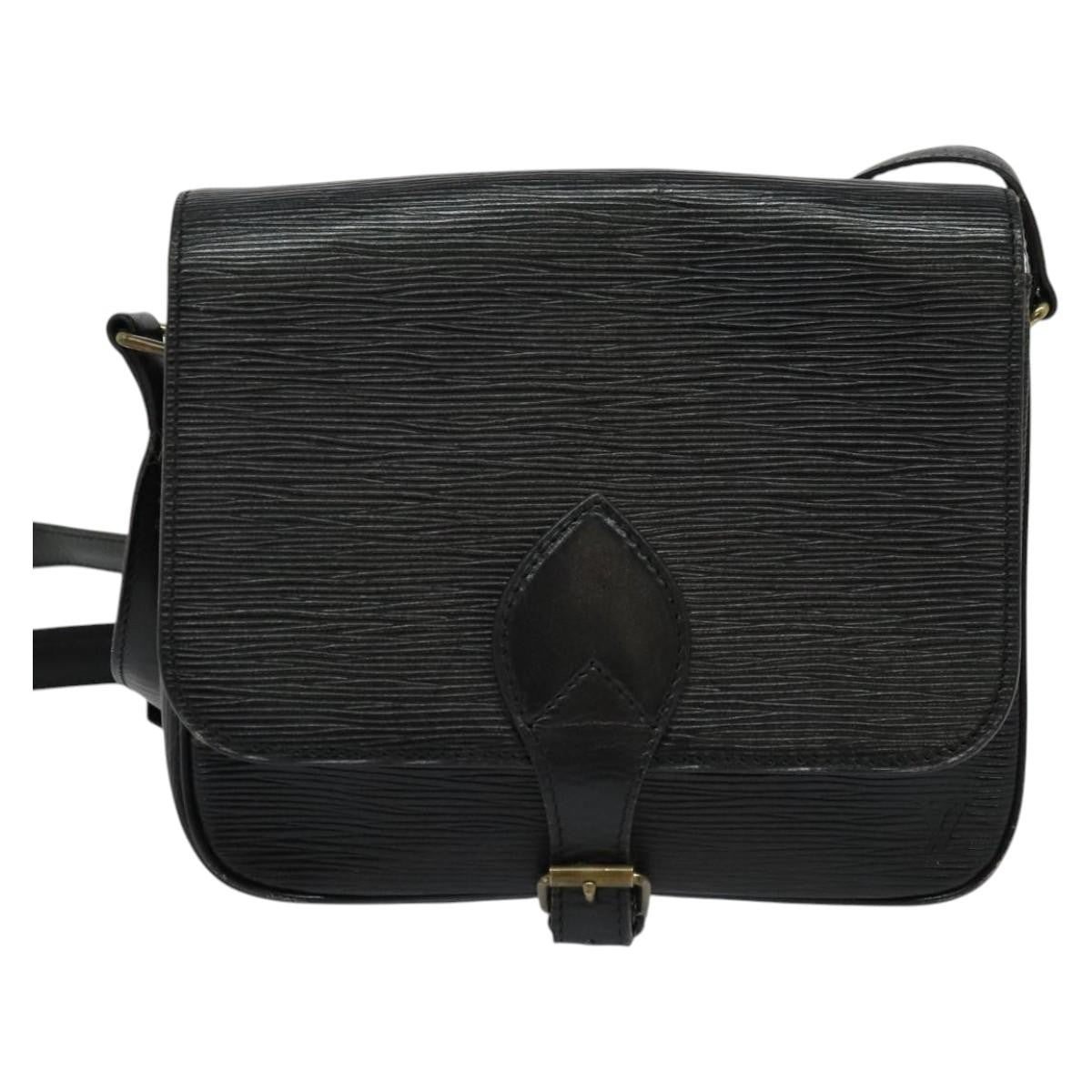 Louis Vuitton LOUIS VUITTON Epi Cartouchiere MM Shoulder Bag Black Noir M52242 LV Authentic BA4693