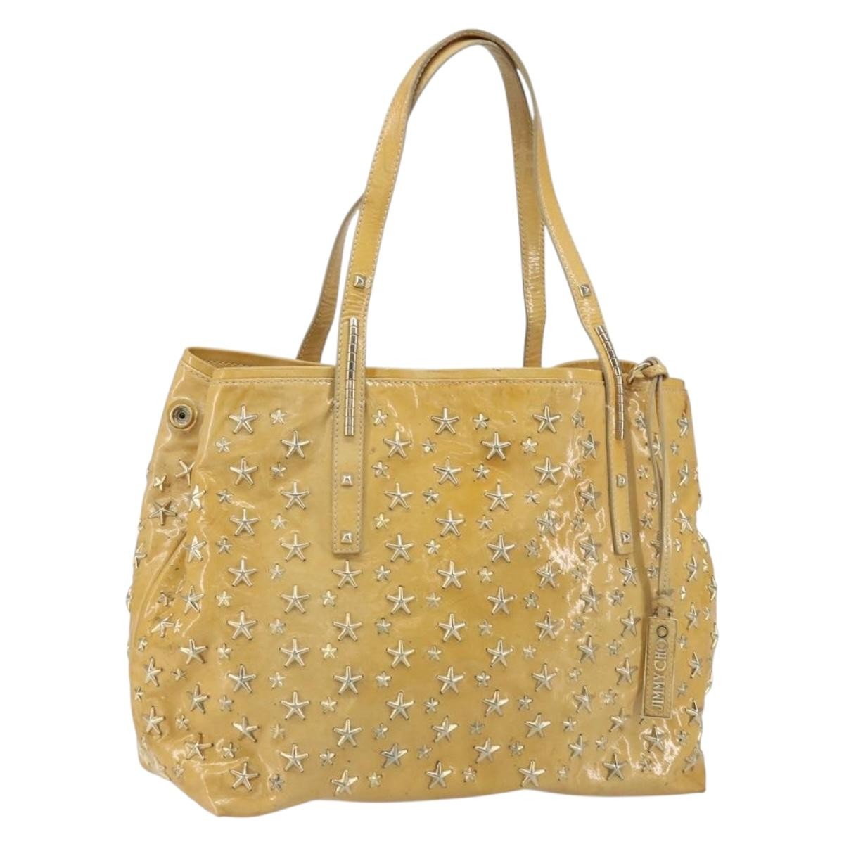 Jimmy Choo Jimmy Choo Studs Tote Bag Enamel Yellow Gold Authentic bs31691