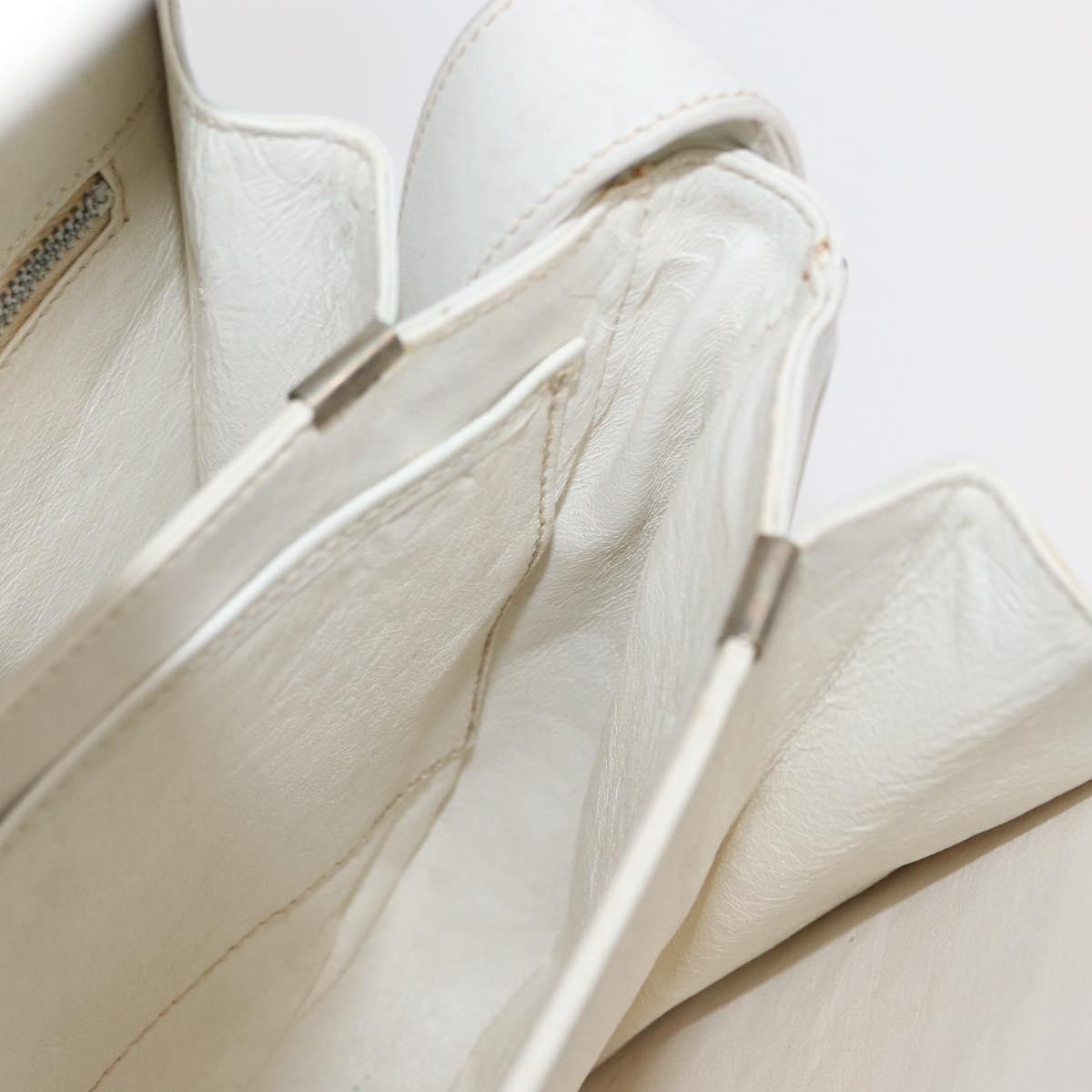 Celine CELINE Shoulder Bag Leather White Gold Authentic yk19773