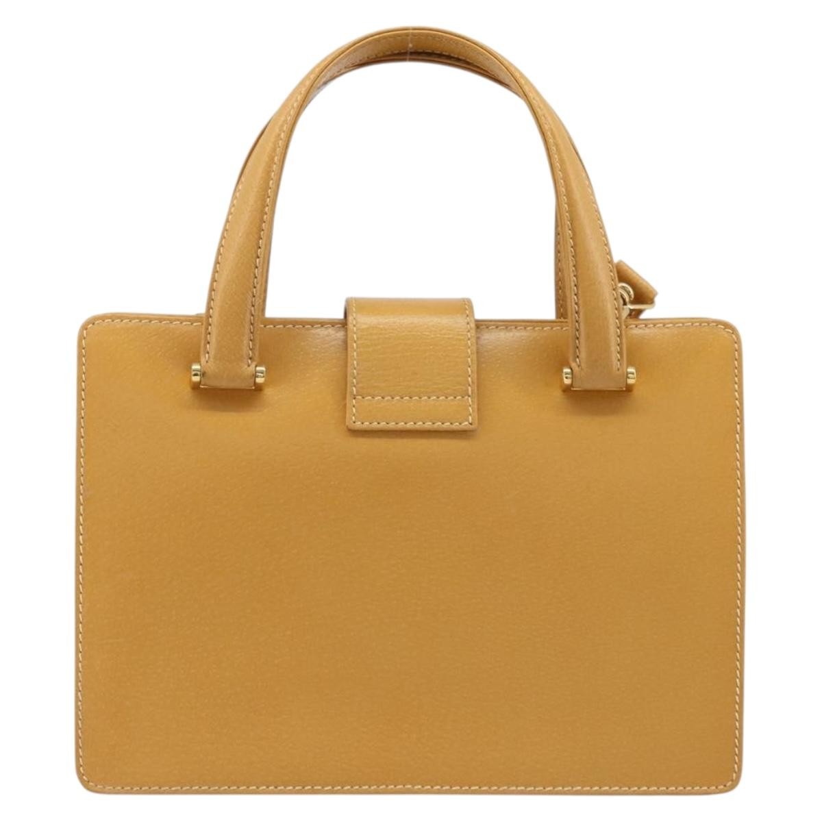 Gucci GUCCI Hand Bag Leather 2way Beige Gold Authentic 173886