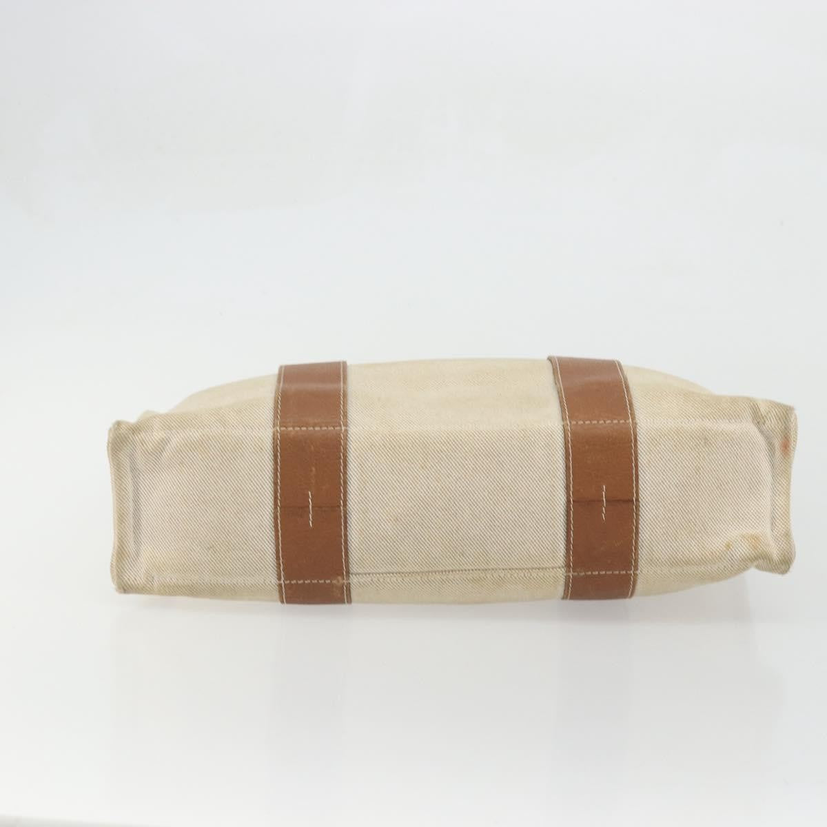 Hermès Hermès HERMES Sac Arne MM Hand Bag Canvas Beige Silver Authentic bs34423