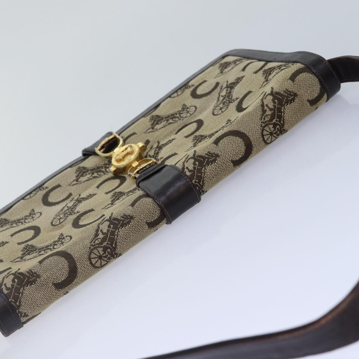 Celine CELINE C Saluki Shoulder Bag Canvas Beige Authentic 88426