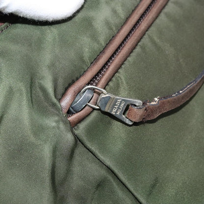 Prada PRADA Shoulder Bag Nylon Khaki Silver Authentic bs34740