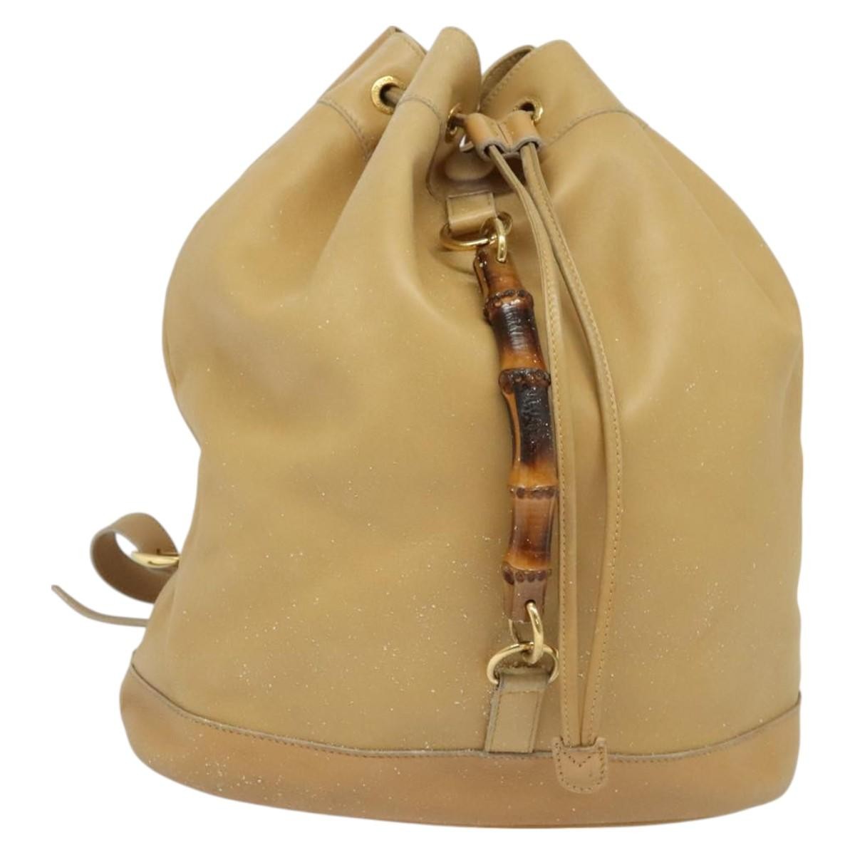 Gucci GUCCI Bamboo Backpack Leather Beige Gold 003 2855 0043 0 Authentic bs26085 Bag