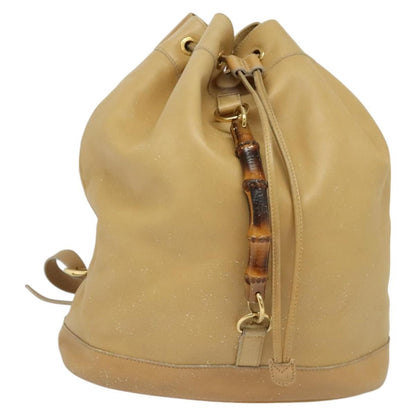Gucci GUCCI Bamboo Backpack Leather Beige Gold 003 2855 0043 0 Authentic bs26085 Bag