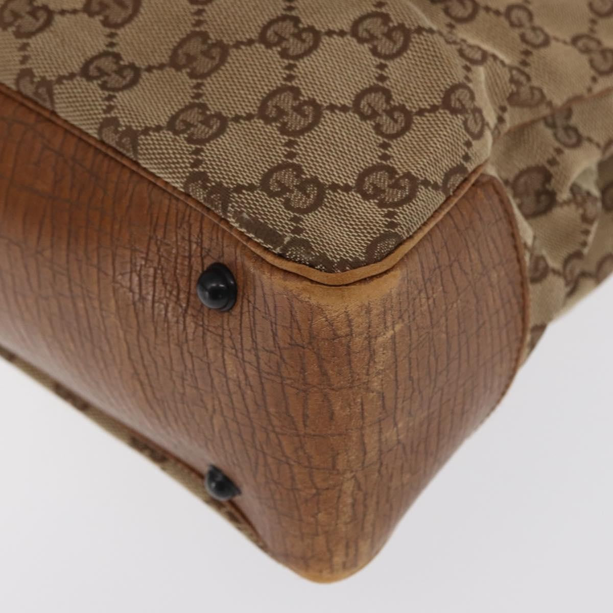 Gucci GUCCI GG Canvas Bamboo Tote Bag Beige 112526 Authentic ep12821