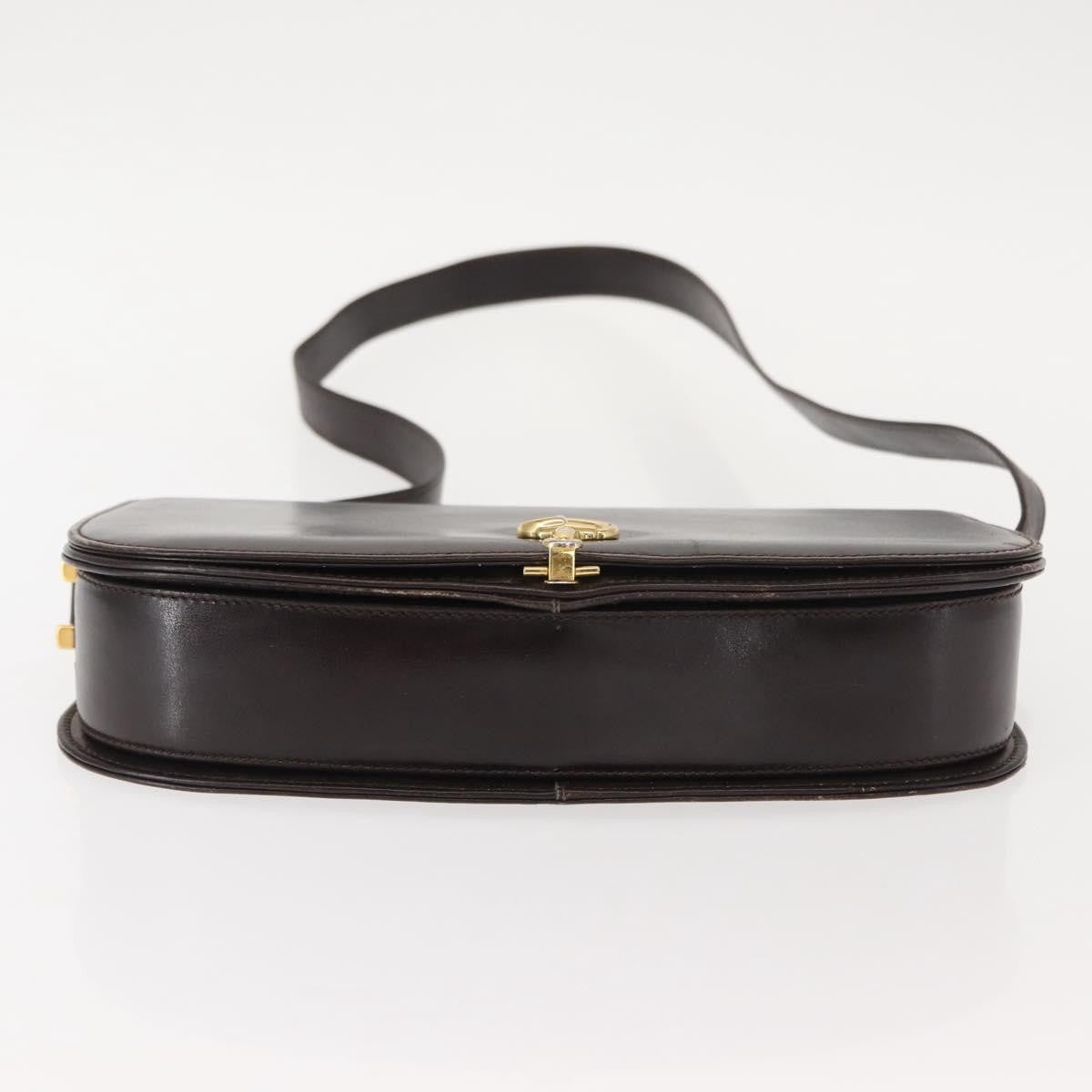 Gucci GUCCI Shoulder Bag Leather Brown gold Authentic fm4925