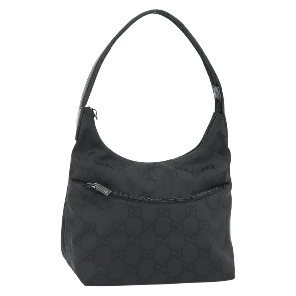 Gucci GUCCI GG Canvas Shoulder Bag Nylon Black Silver 01 3386 Authentic 178845