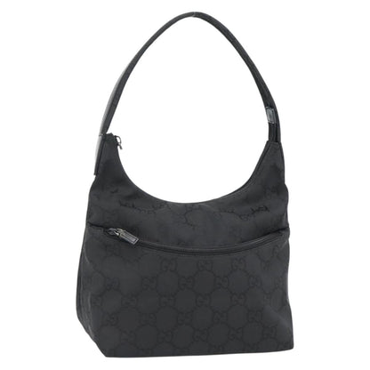 Gucci GUCCI GG Canvas Shoulder Bag Nylon Black Silver 01 3386 Authentic 178845