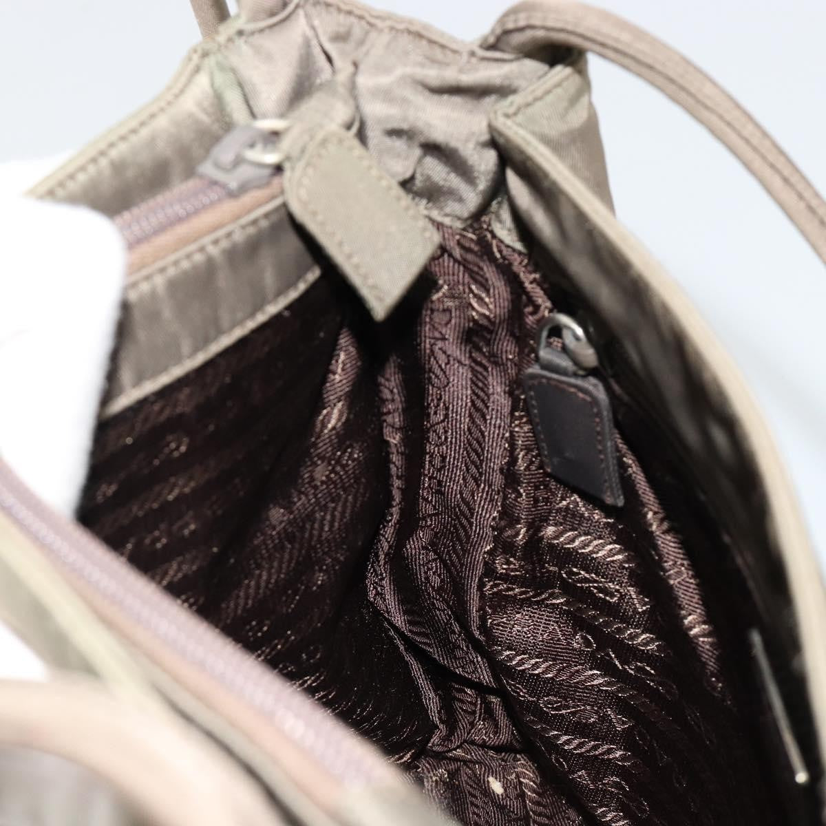 Prada PRADA Tote Bag Nylon Khaki Silver Authentic BA12923