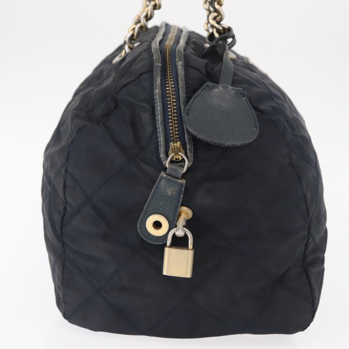 Prada PRADA Shoulder Bag Nylon Navy Gold Authentic 151665