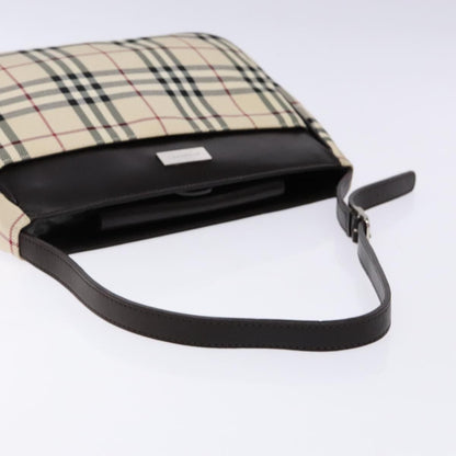 Burberry BURBERRY Nova Check Shoulder Bag Canvas Beige Silver Authentic 138176