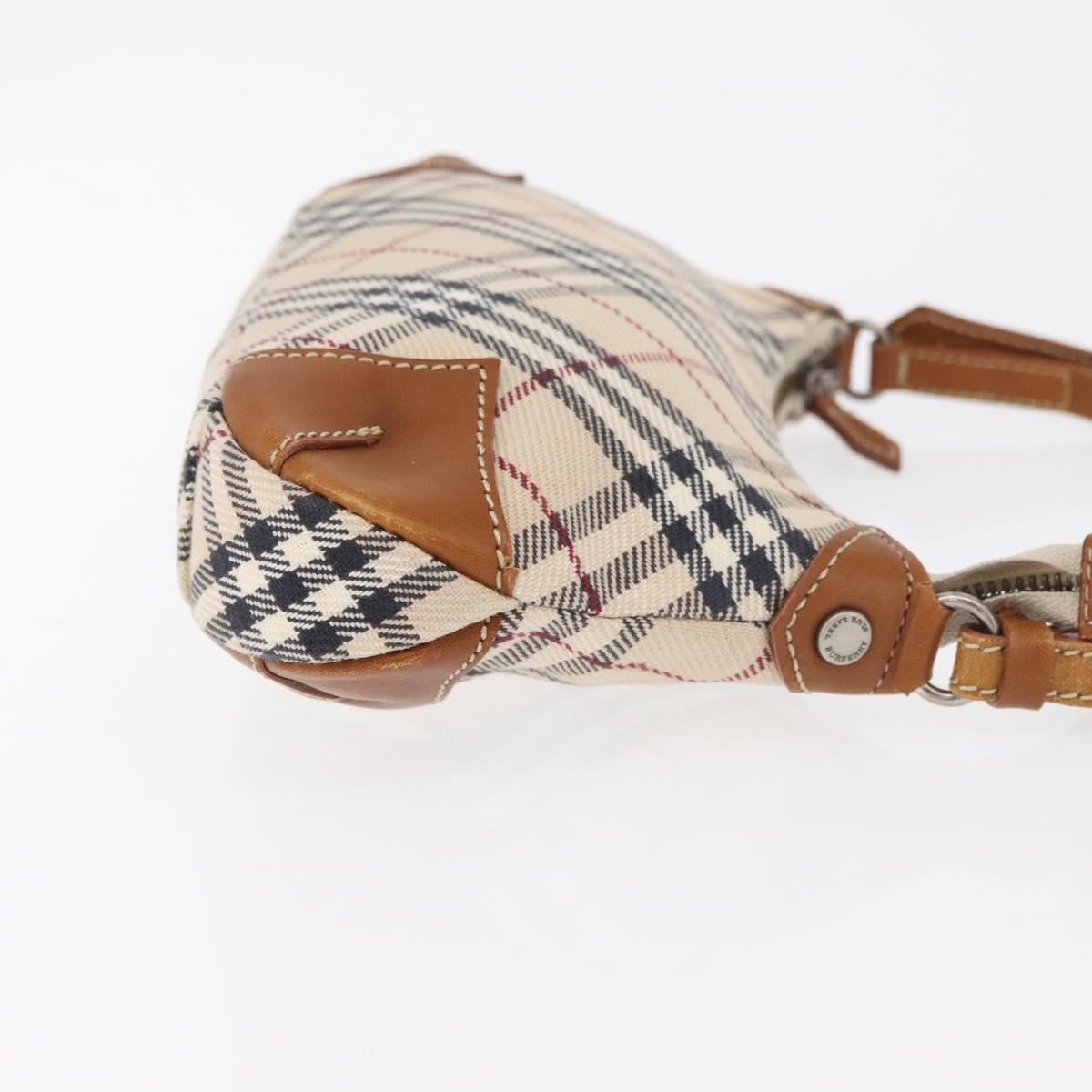 Burberry BURBERRY Nova Check Blue Label Shoulder Bag Canvas Beige Silver Authentic 179380A