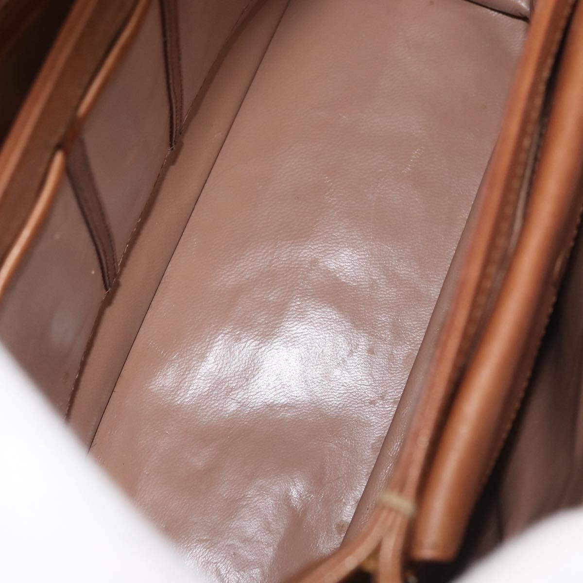 Gucci GUCCI Hand Bag Leather Brown Gold Authentic ka3873