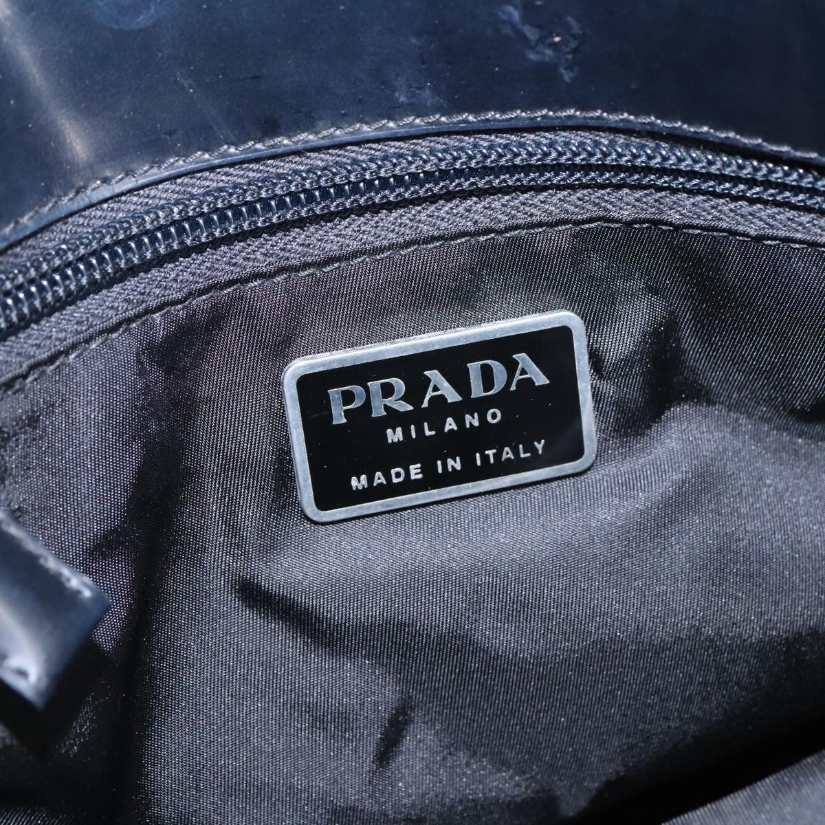 Prada PRADA Hand Bag Nylon Black Silver Authentic 96925