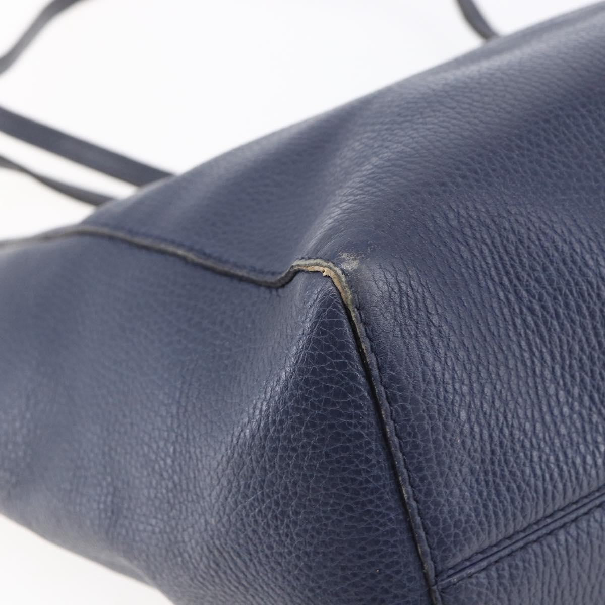 Gucci GUCCI Tote Bag Leather Navy Gold 354397 Authentic 152574
