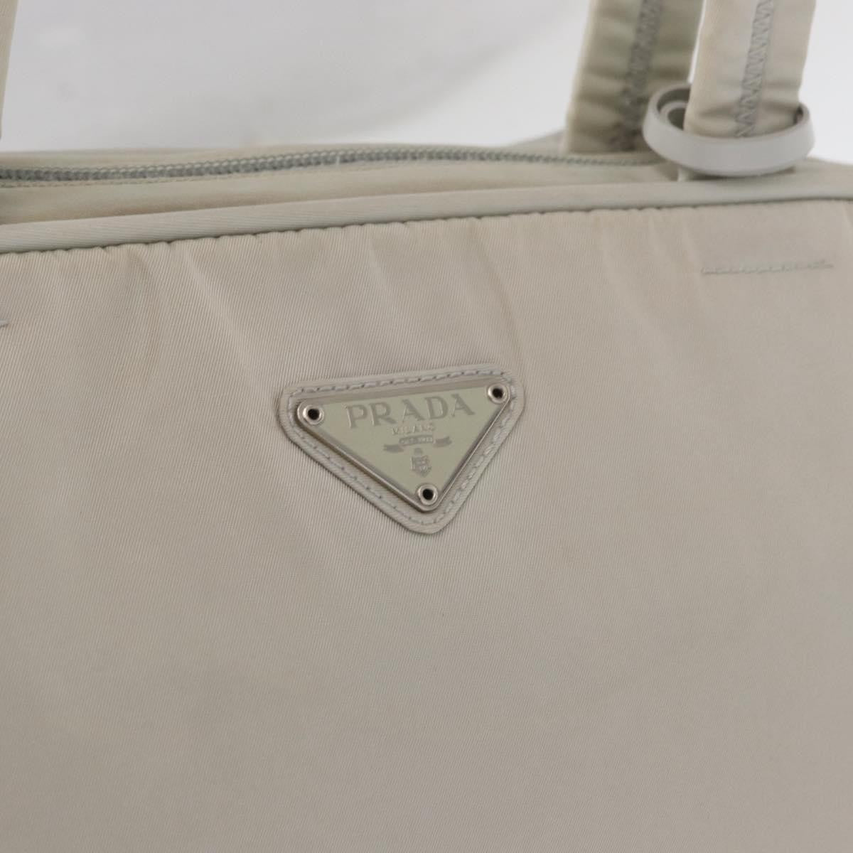 Prada PRADA Tote Bag Nylon White Silver Authentic am10449
