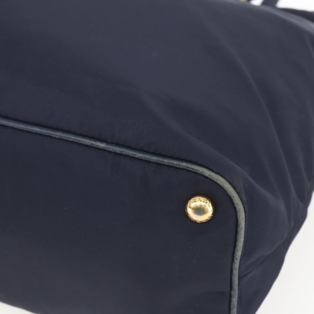 Prada PRADA Tote Bag Nylon Navy Gold Authentic 166304