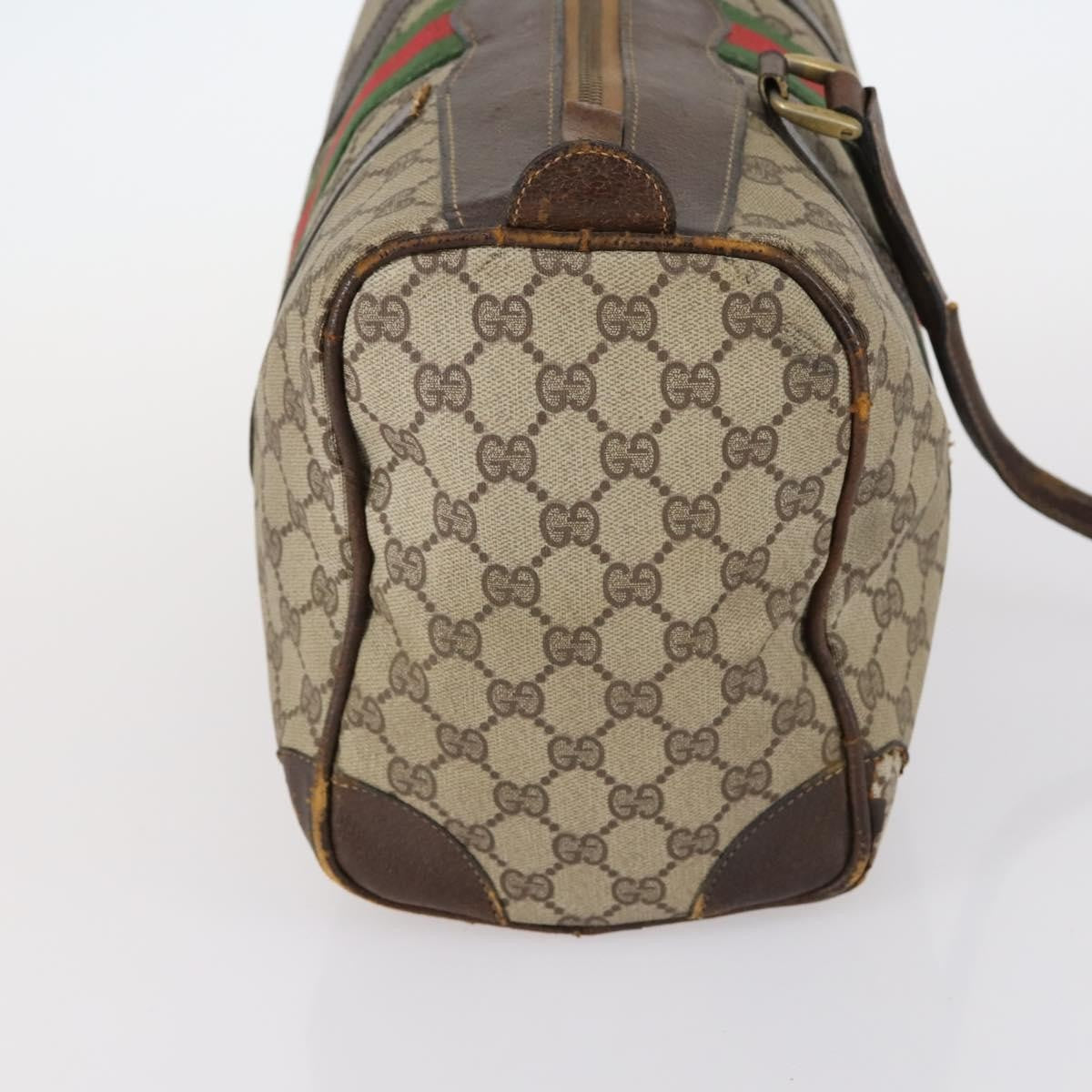 Gucci GUCCI GG Supreme Web Sherry Line Shoulder Bag PVC 2 Set Beige Authentic gh1006