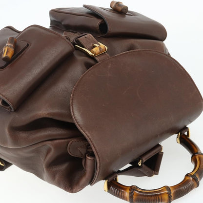 Gucci GUCCI Bamboo Backpack Leather Brown Gold 003 58 0016 Authentic 178057 Bag