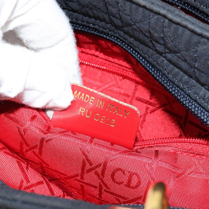 Dior Christian Dior Canage Hand Bag Nylon Navy Gold Authentic gh1098