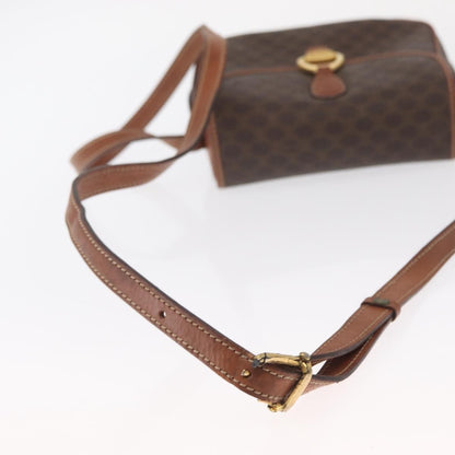 Celine CELINE Macadam Canvas Shoulder Bag PVC Leather Brown Gold Authentic BA9074