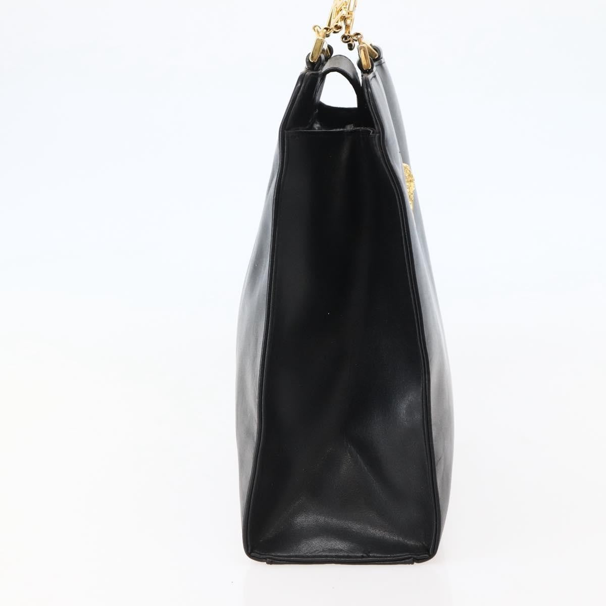 Gianni Versace Gianni Versace Chain Tote Bag Leather Black Gold Authentic bs29493