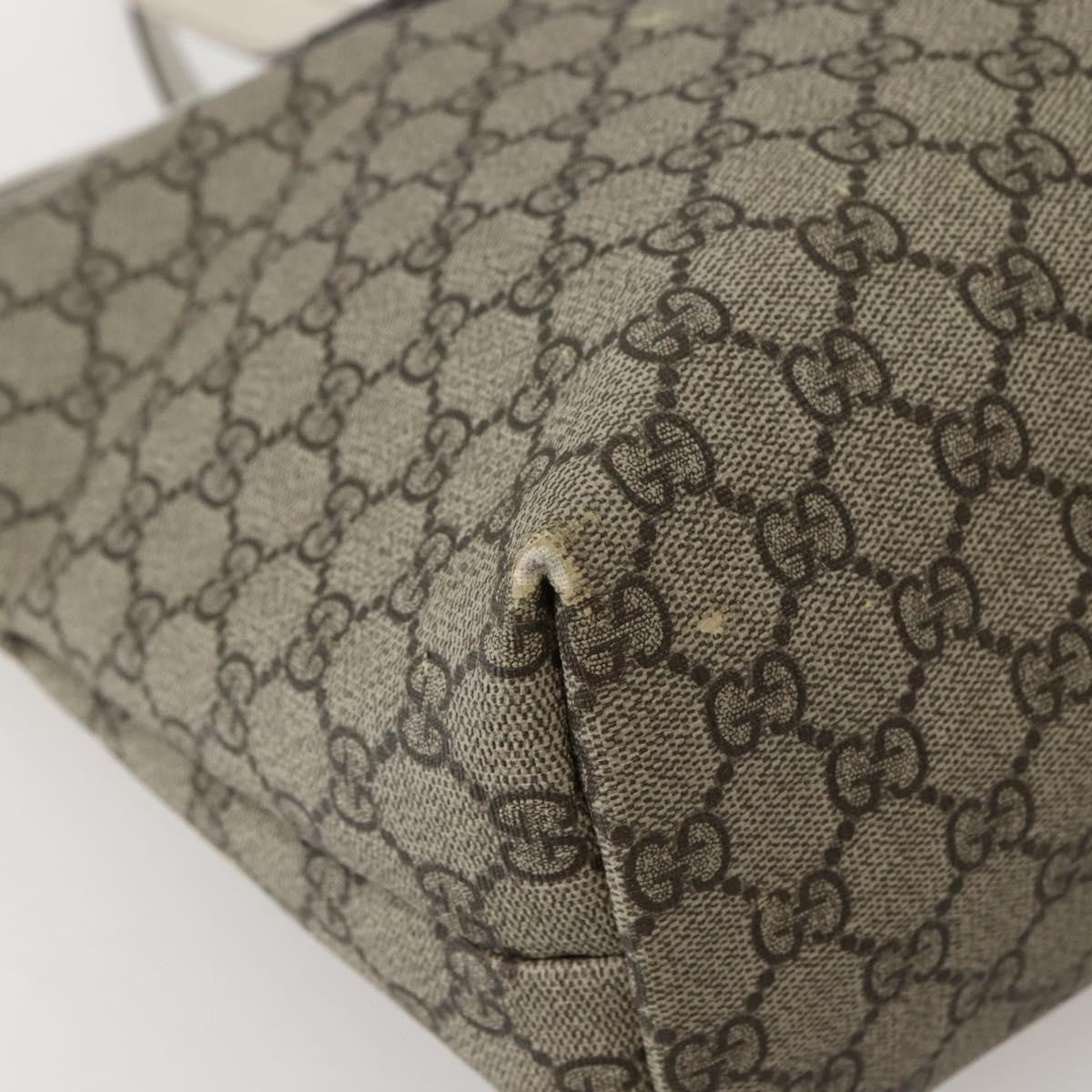 Gucci GUCCI GG Supreme Tote Bag PVC Beige Silver 211137 Authentic BA5762