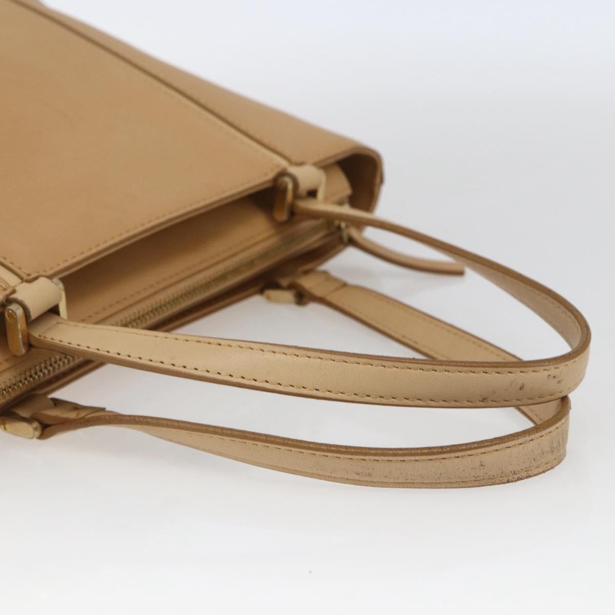 Burberry BURBERRY Hand Bag Leather Beige Gold Authentic 165049