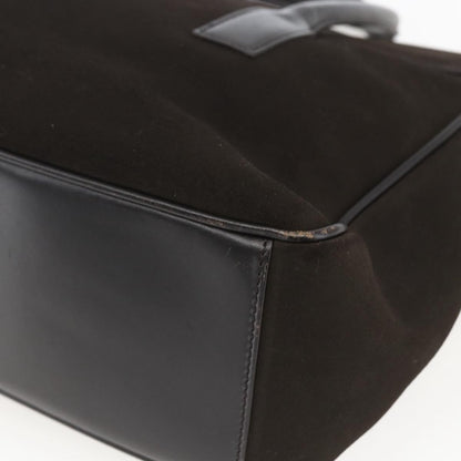 Gucci GUCCI Hand Bag Suede Brown Silver 000 0844 Authentic 166700