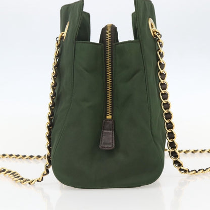 Prada PRADA Chain Shoulder Bag Nylon Green Gold Authentic 159258