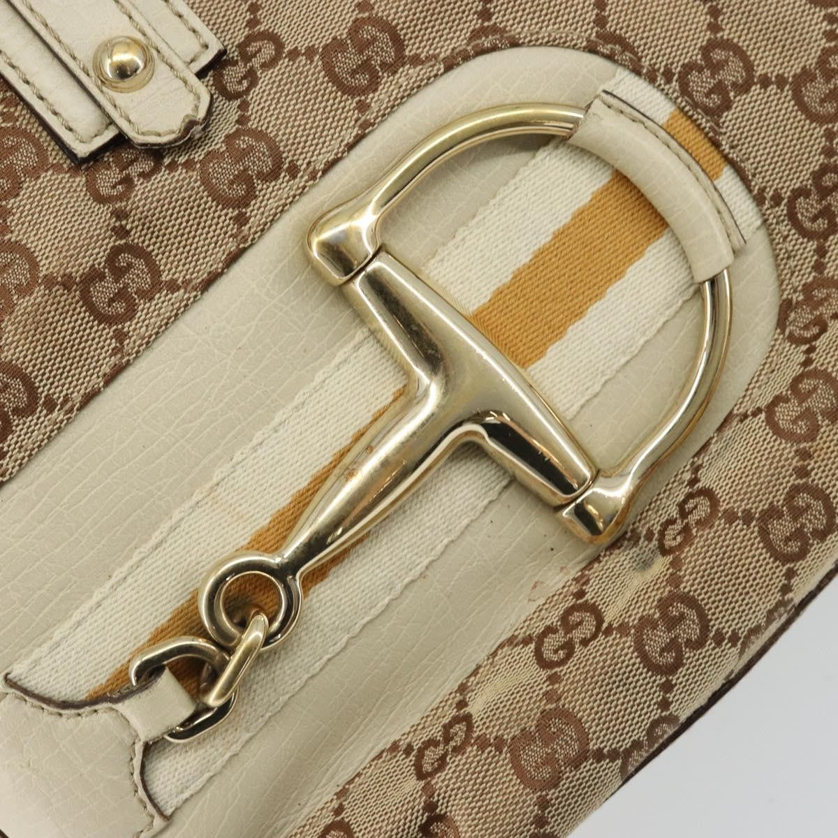 Gucci GUCCI GG Canvas Hand Bag Beige Gold 07198 Authentic 172295