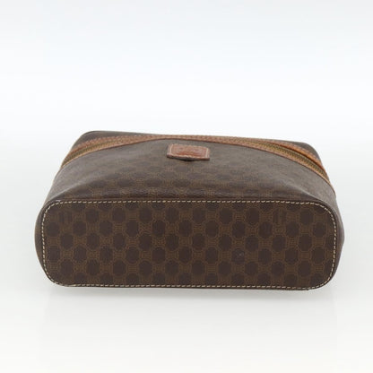 Celine CELINE Macadam Canvas Vanity Hand Bag PVC Leather Brown Gold Authentic ka2851