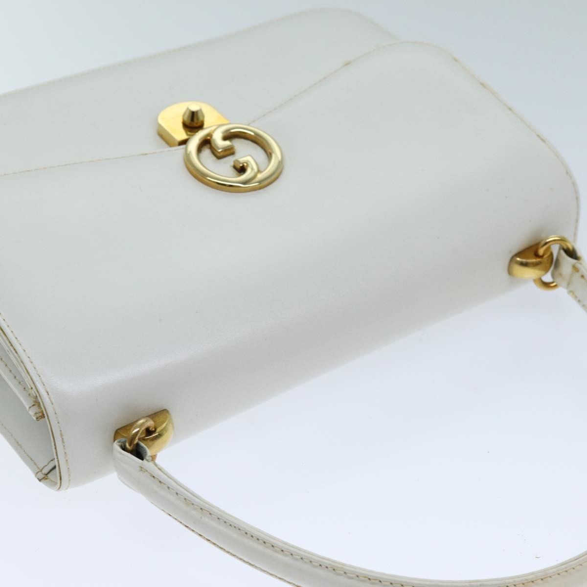 Gucci GUCCI Hand Bag Leather White Authentic yk12076