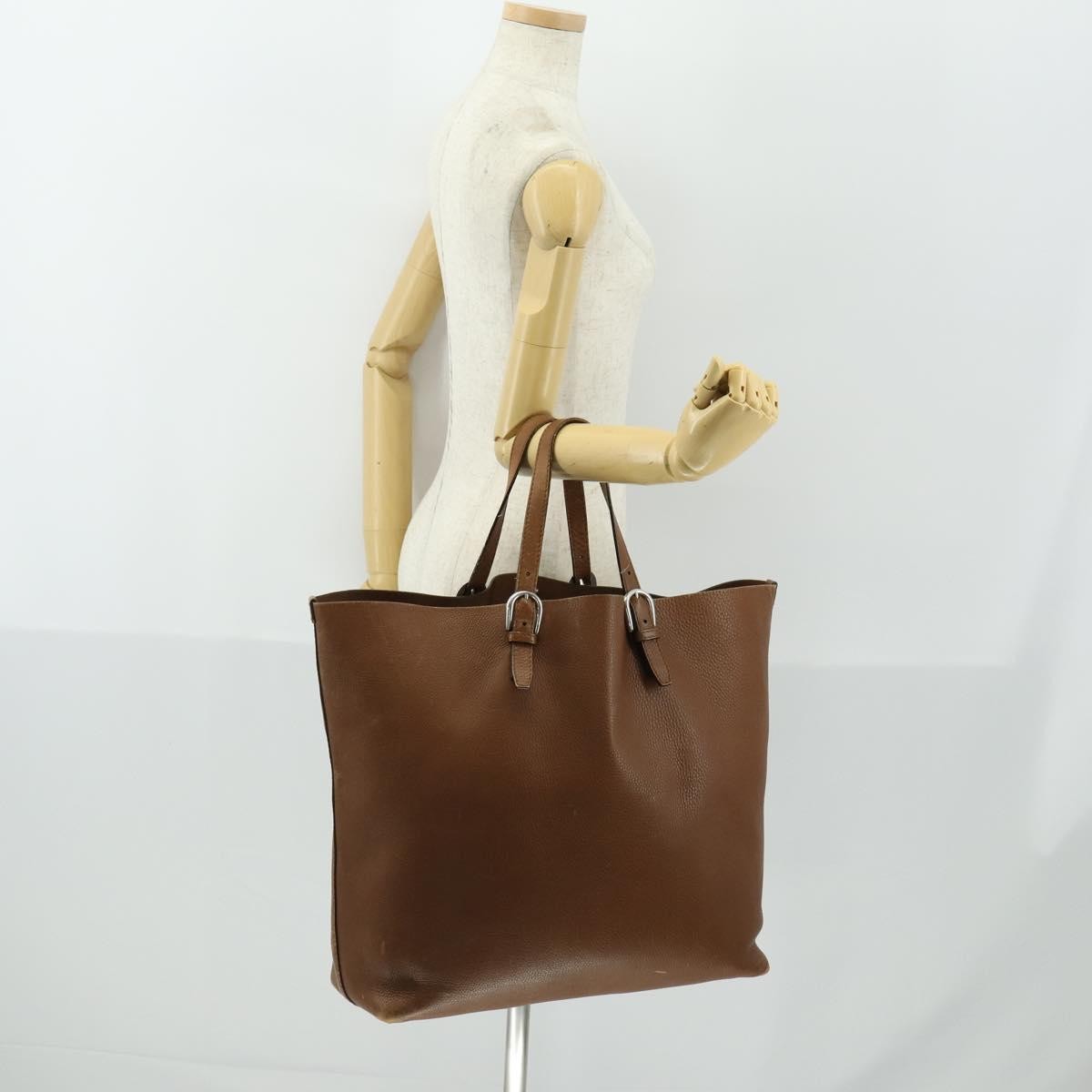 Gucci GUCCI Tote Bag Leather Brown Silver Authentic 160133