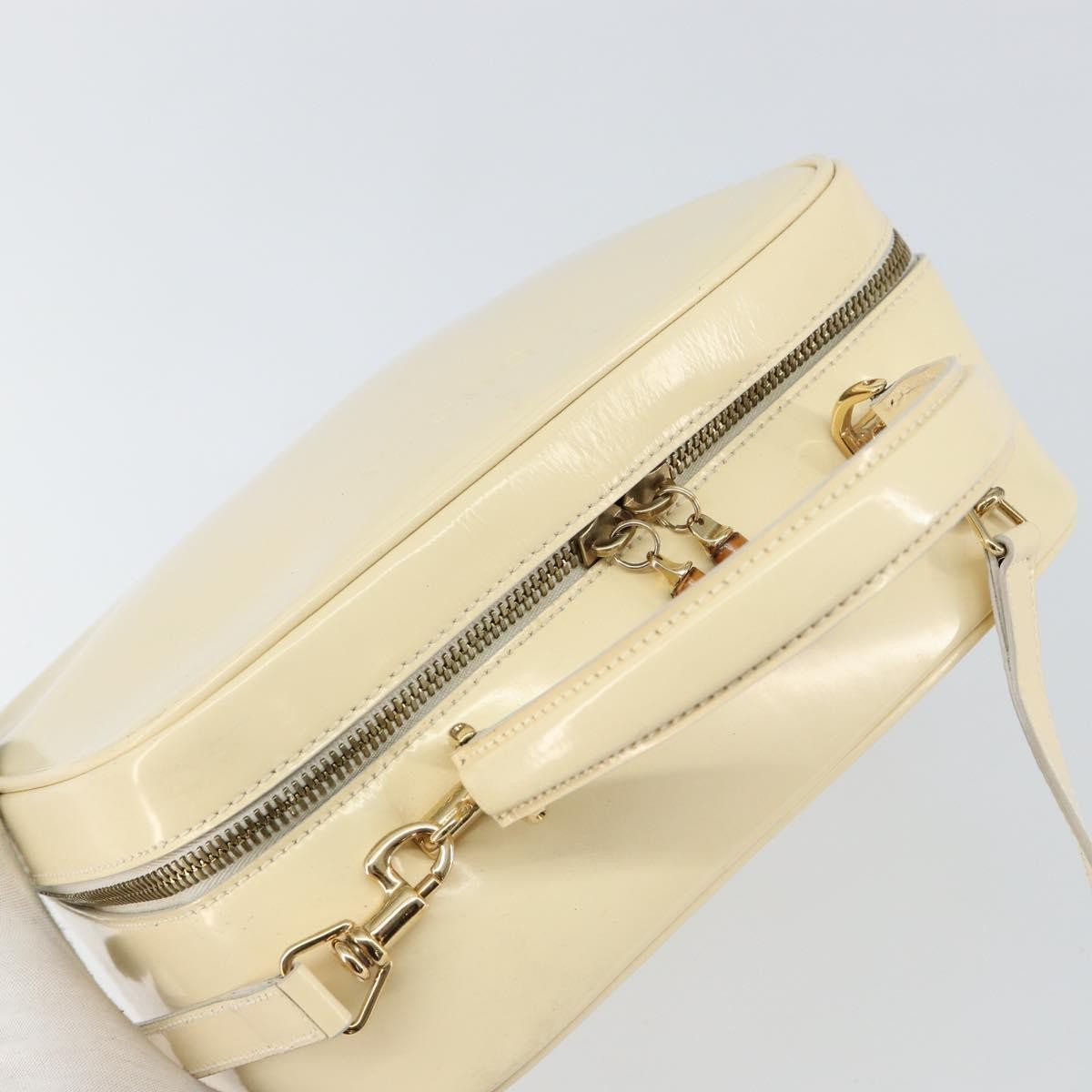 Gucci GUCCI Bamboo Hand Bag Enamel 2way Outlet White Gold 000 270 0323 Authentic 147500
