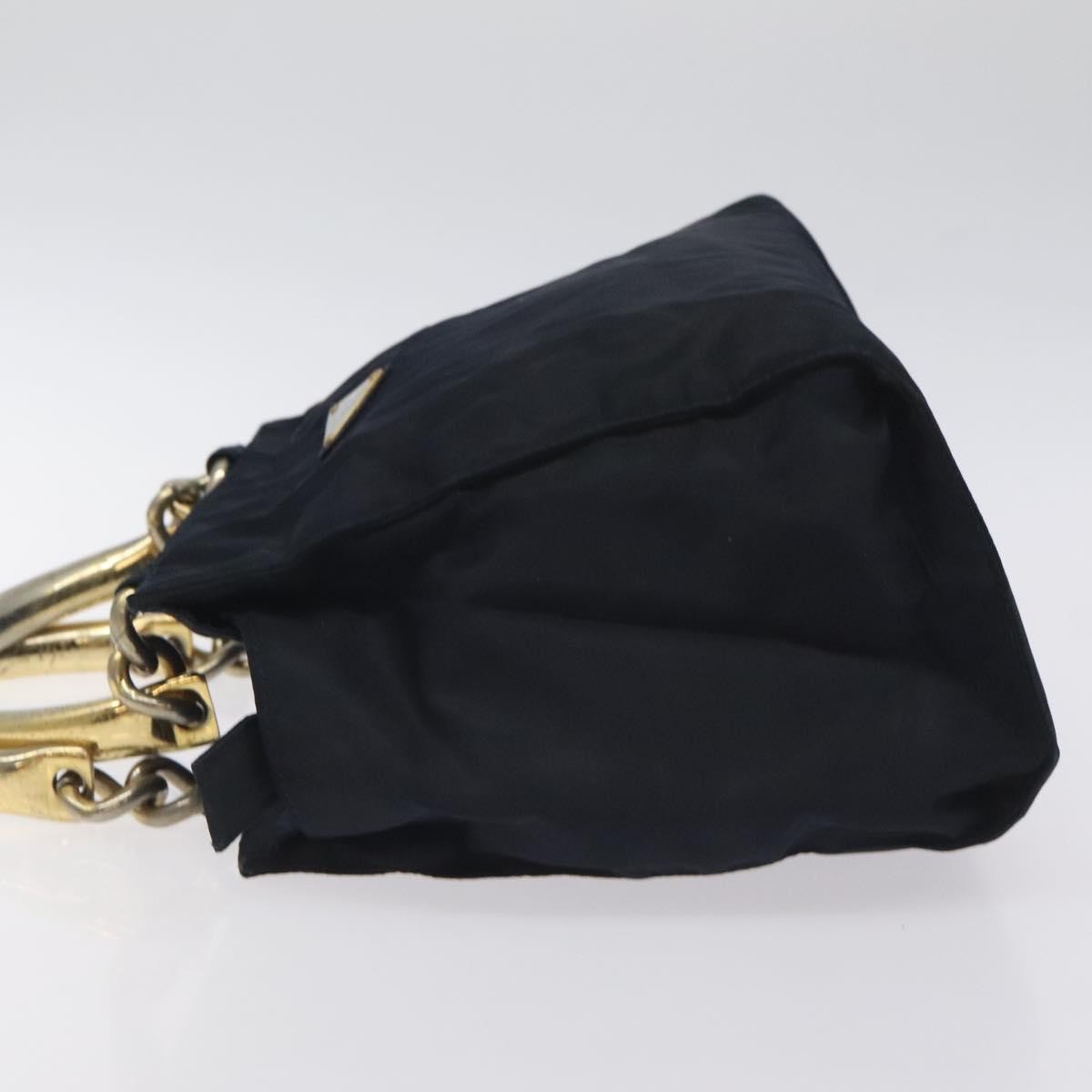 Prada PRADA Hand Bag Nylon Black Gold Authentic 127868