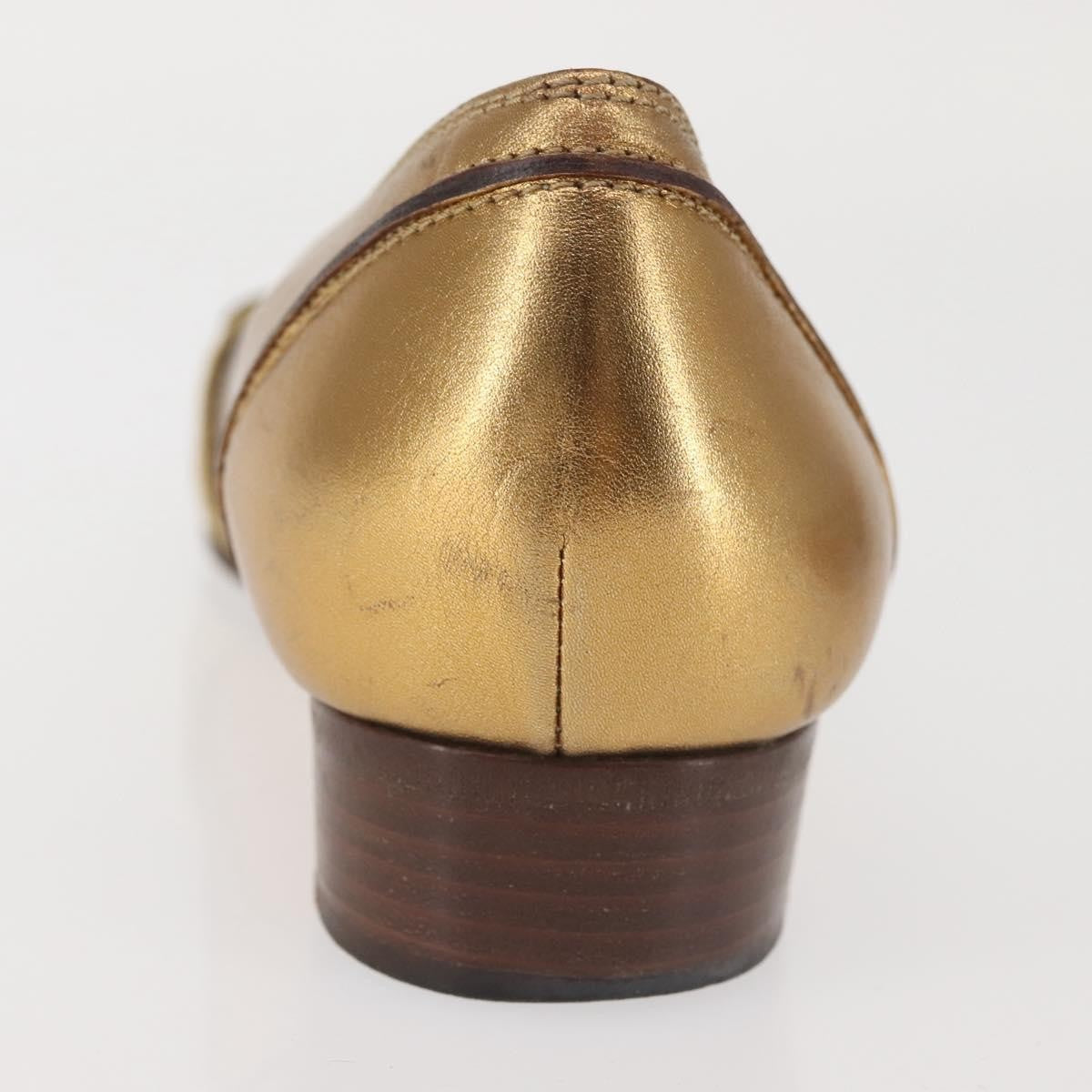 Gucci GUCCI Pumps Leather Gold Authentic ac3875 Bag