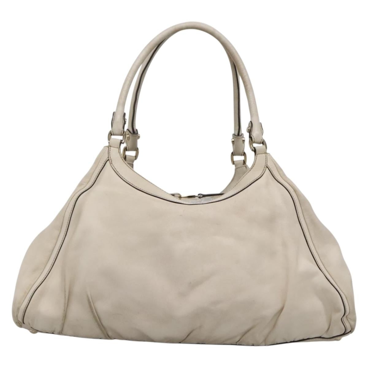 Gucci GUCCI Tote Bag Leather Ivory Gold 189835 Authentic 135191
