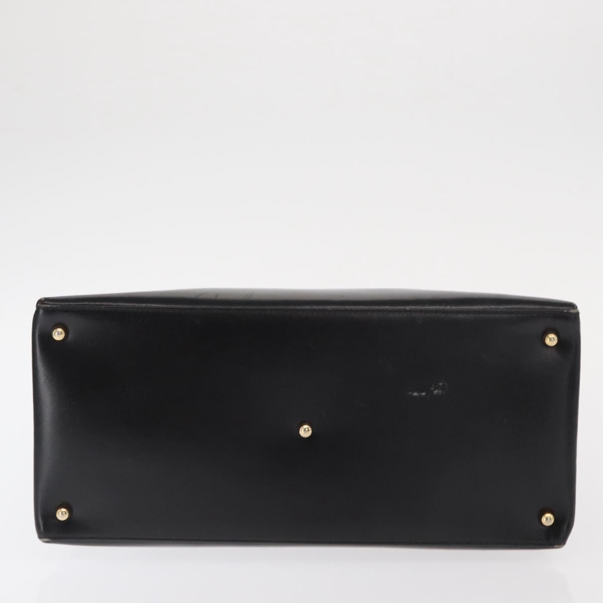 Gucci GUCCI Hand Bag Leather Black Gold Authentic BA9107