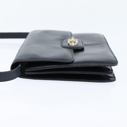 Celine CELINE Shoulder Bag Leather Navy Gold Authentic 149191