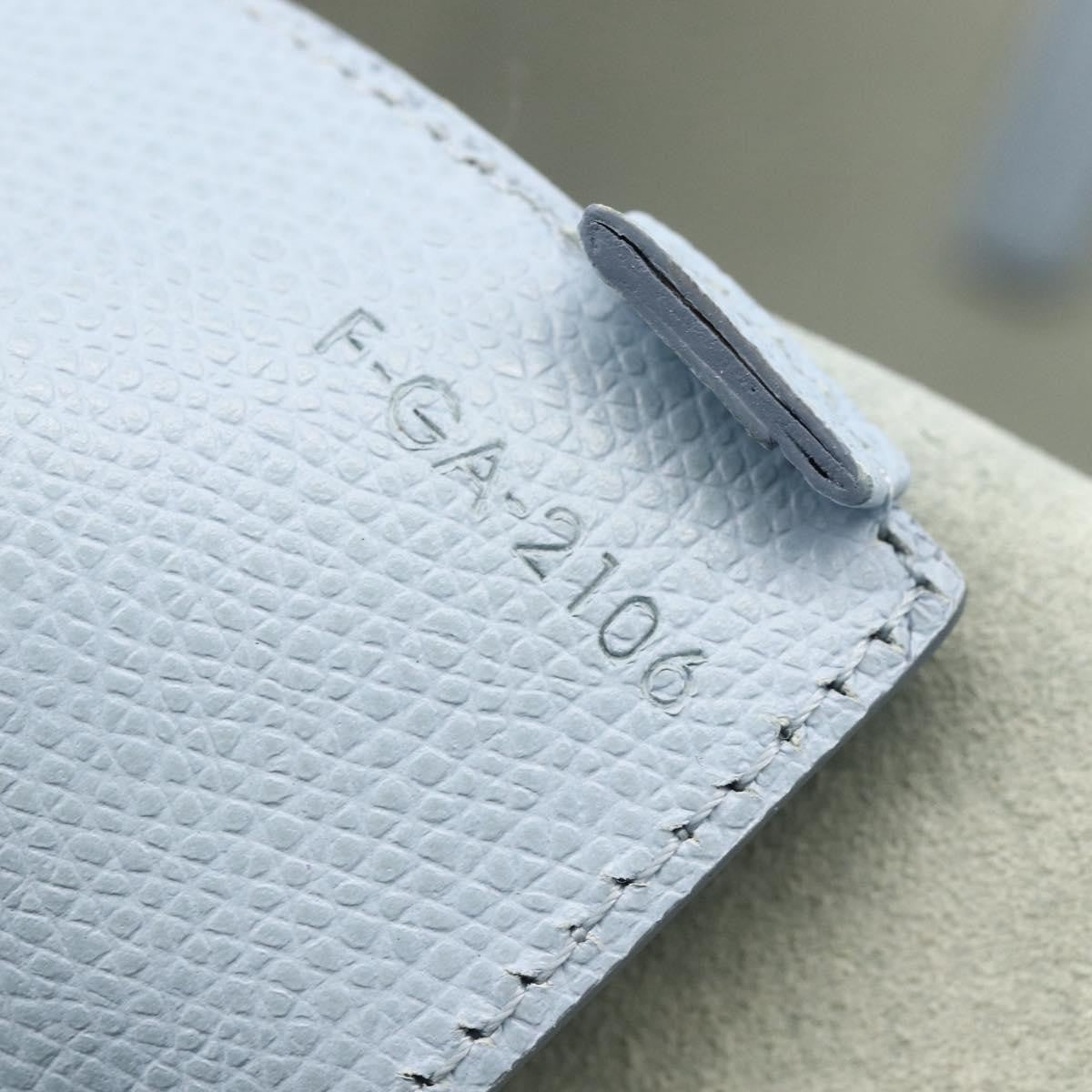 Celine CELINE Horizontalkava Tote Bag Leather Light Blue Silver Authentic BA10939