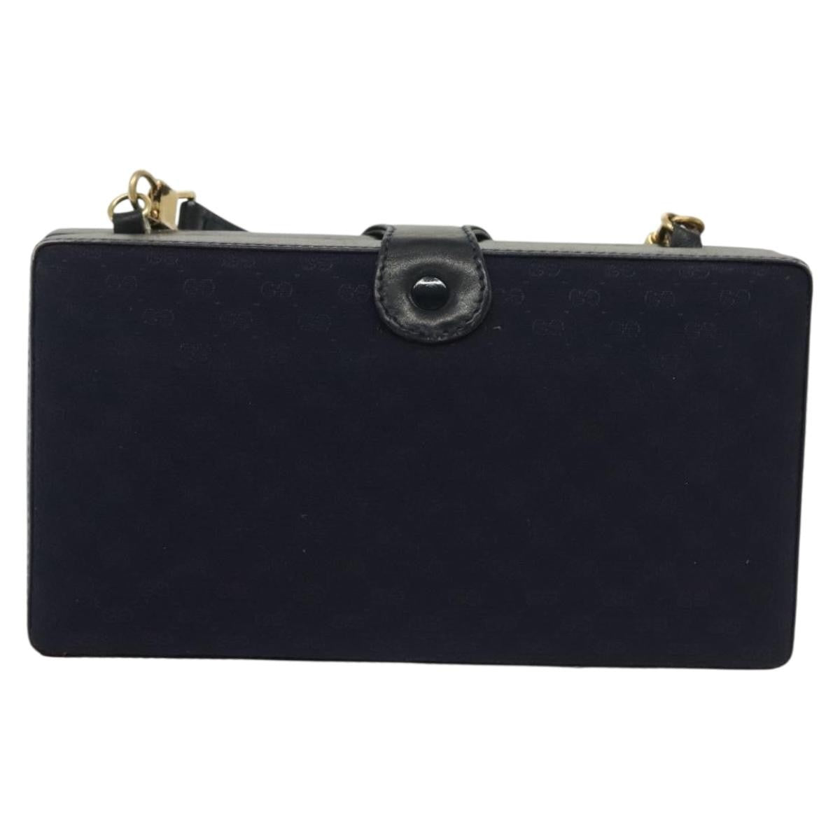 Gucci GUCCI Micro GG Canvas Shoulder Bag Vintage Navy Gold Authentic BA5490